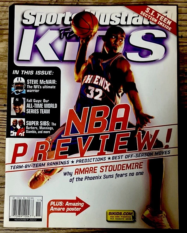 AMARE STOUDEMIRE RARO DEPORTES ILUSTRADO PARA NIÑOS CUBIERTA 2003 SI PÓSTER SIN TARJETAS Foto 1 de 4