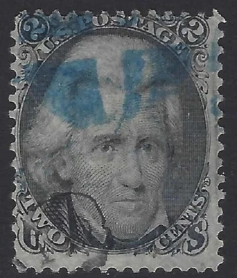 US Scott # 73 - 2c Black Jack - Edición de 1861 - Azul Cancelación (P-9617) Foto 1 de 2