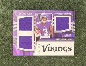 2023 Panini Absolute Football Rookie Premier Jordan Addison Triple Swatch #d/399 - Picture 1 of 2