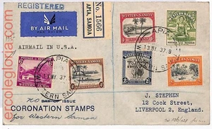 22462 - Samoa - Postal History - Air Mail Cover - 1937 - NATURE, Palms - Picture 1 of 1