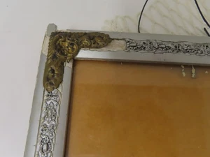 Marco de fotos vintage ornamentado se adapta a piezas de esquina de metal plateado de 16” X 20” - Imagen 1 de 6