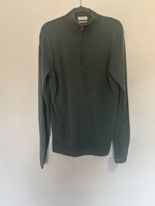 BNWT Mens Skovde Green Merino Wool Quarter Zip Size M - Picture 1 of 8