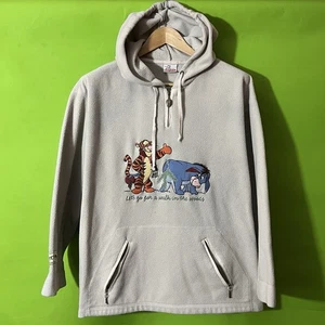 XL vintage Disney Store Winnie the Pooh Womens Terry Hoodie Tigger Eeyore Tan - Picture 1 of 5