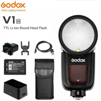 US Godox V1 Flash Speedlight V1-N TTL HSS Round Head Camera Speedlite for Nikon - Image 1 of 4