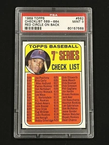 1969 TOPPS CHECKLIST 589-664 #582 RED CIRCLE ON BACK PSA 9 MINT - Picture 1 of 2