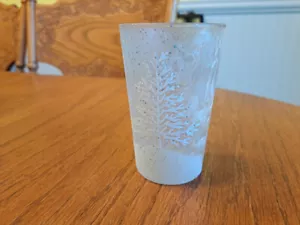 Frosted Glass Cup Votive Tea Candles Christmas Winter Holiday White 4 1/4" Tall - Picture 1 of 11