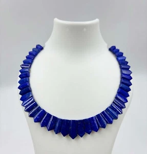 Natural Smooth Lapis Lazuli Necklace Beads Gemstone Beautiful Woman's & Jewelry - Picture 1 of 3