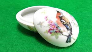 Vtg Limoges WREN WITH FLOWERS Egg Shaped Trinket Box=2.5" long=Porcelain - Picture 1 of 14