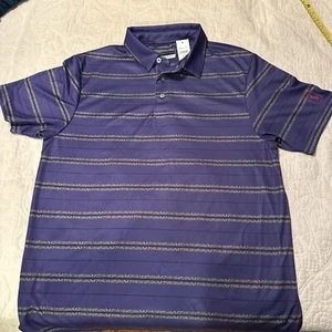 Polo PGA Tour nuova con etichetta uomo M viola grigia golf manica corta traspirante - Foto 1 di 6