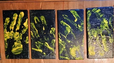 Solotiles - 4X Decorative handmade bespoke Ceramic tiles 3x6 Inches hand print  - Image 1 of 2