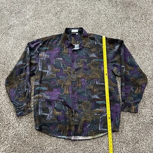 Naked Silk 100% Silk Mens L Geometric 90's Button Front Shirt Size L Vintage Y2K - Picture 1 of 5