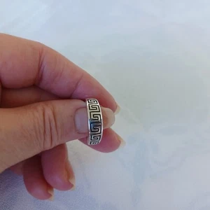 Vintage Sterling Silver Greek Key Design Band Ring Thailand CNA Size 5.75 - Picture 1 of 10