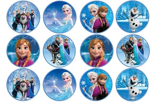Taza de oblea comestible congelada Elsa y Anna adornos para pasteles de pie o disco - Imagen 1 de 5