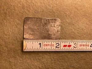 Antique White MFG Co Chicago ILL 1389 Patents Allowed Tag - Picture 1 of 4