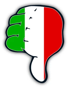 Italy Flag Hand Thumb Judgment Down Negative Car Bumper Sticker Decal 4" x 5" - Picture 1 of 1