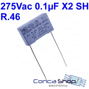 CONDENSADOR SEGURIDAD EMI 275Vac 0.1uF 104 KEMET R46 X2 SH MKP 15mm - ESPAÑA - Imagen 1 de 2