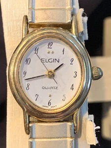 Elgin Watch Women’s EX 118 012 5Y30 Women's Gold Tone Stretch Band Quartz - Picture 1 of 7