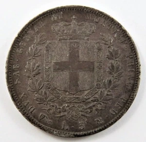 STATI ITALIANI SARDEGNA 1851-P MONETA ARGENTO DA 5 LIRE XF CONDIZIONE .7234 OZ VEDI FOTO - Foto 1 di 4