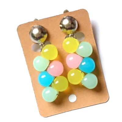 Ohrclips Clips pastell Töne rosa blau lemon mint silberf Modeschmuck Ohrklipser  - Bild 1 von 4