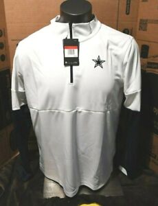 Dallas Cowboys Nike on Field Long Sleeve Pullover WH/Navy 1/3 zip Men's M-L NWT
