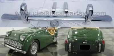 Para-choques Triumph TR3A (1957–1962) de aço inoxidável Novo conjunto - Imagem 1 de 4