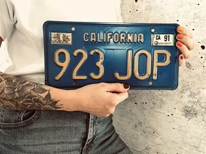California Blue Plate Nummernschild Kennzeichen License US USA Blech 923 JOP 91 - Bild 1 von 1