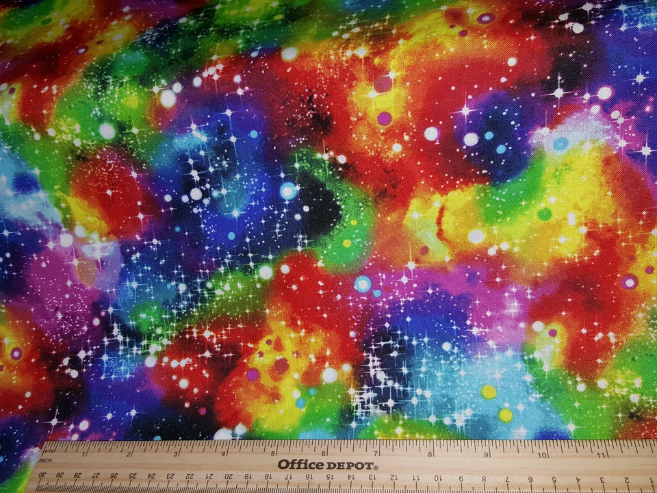 Rainbow Galaxy novelty Cotton Fabric - Fat Quarter - Image 1 of 1