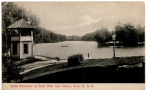CARTOLINA Old State Mills Portage Lakes Little Reservoir Akron Ohio 0824 - Foto 1 di 2
