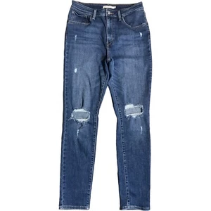 Levis 721 High Rise Skinny Jeans Damen Etikett 30 x 28,5 Schrittlänge Denim blau Distress - Bild 1 von 15