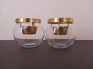 Glass Ball Candle Holder 3.5"w/Brass Center Dining Table Centerpieces Home Decor - Picture 1 of 7