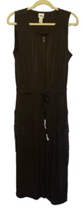 Chicos Dress Size 1 US Medium 8 Brown Sleeveless 1/4 Zip Tie Waist Pockets - Picture 1 of 13