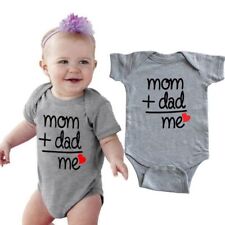 Infant Baby Funny Mom Dad Me Letters Bodysuit Short Sleeves Soft Cotton One-Piec