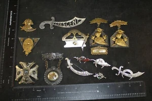 HUGE ANTIQUE MASONS SHRINERS PYTHIAS MEDAL BADGE PIN LOT SWORD CRESCENT STAR WOW - Picture 1 of 11