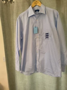 England Schools FA Peter England Mens Non-Iron Shirt 17" Neck Light Blue BNWT - Picture 1 of 7