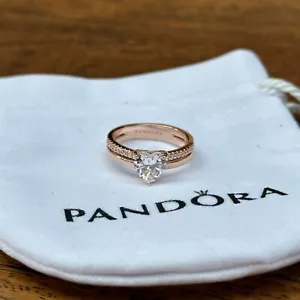 Pandora Double Band Heart Ring Rose Gold Size 52 (6) - Picture 1 of 8
