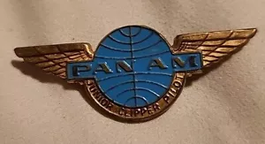 1950's Pan Am JUNIOR CLIPPER PILOT Toy Metal Wings Full Blue Logo 2" Wide - Picture 1 of 5
