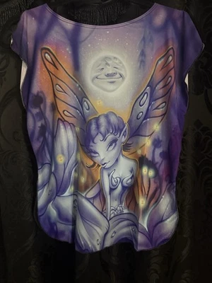 Vintage Very Rare Sinful by Affliction Y2K Fairy Graphic Shirt Size L 2000s - Image 1 of 4