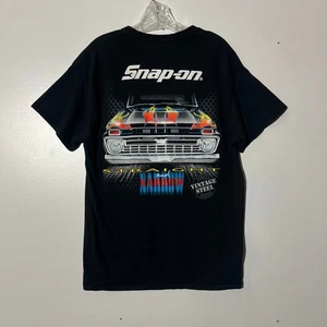 Snap On Log Print Nero Dritto e Stretto Car Grafica Manica Corta Uomo Taglia M - Foto 1 di 6