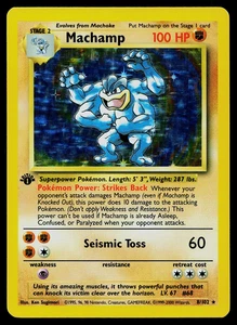 Machamp 8/102 1st Edition 4th Print Pokemon Card Base Set 1999-2000 WOTC Holo UK - Picture 1 of 2
