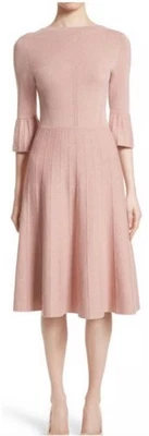 Vestido Lela Rose Blush Rosa Mezcla Lana Talla Mediana con Mangas Plisadas Largo Medio Foto 1 de 4