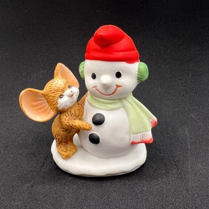 Conjunto de estatuillas de ratón de Navidad Homco con estatuilla de muñeco de nieve #8905 - Imagen 1 de 10