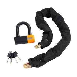 Bike Chain Lock 3.28 Ft Bicycle Chain Lock with 4 Keys Metal Steel 14mm - Picture 1 of 12