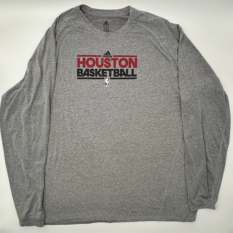 Adidas Houston Rockets 4XLT Gray Long Sleeve NBA T-Shirt 100% Polyester - Image 1 of 4