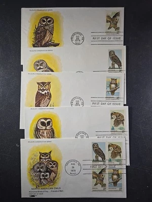 1978 US AMERICAN OWLS FDC Scott# 1760-1763, 1763A, Softones Set of 5 - stk#KR12 - Image 1 of 4