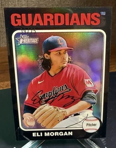 Eli Morgan 2024 Topps Heritage #84 BLACK REFRACTOR SP GUARDIANS /75 - Picture 1 of 2