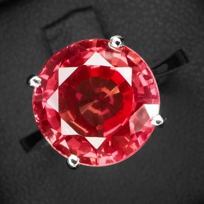 Exquisite Sunbrust Orange Sapphire 7.60Ct 925 Sterling Silver Handmade Rings - Image 1 of 4