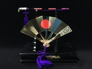 S0691 Ventilador Plegable Herramienta SAMURAI Japonés OKIMONO Decoración Interior Vintage - Imagen 1 de 13