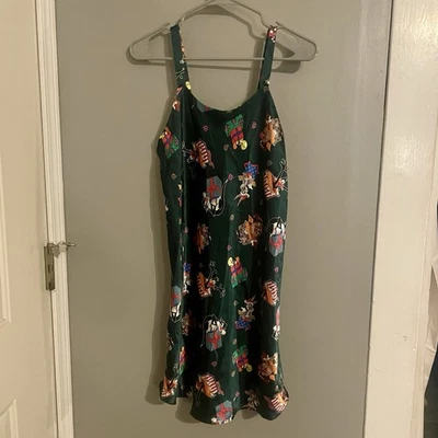 Vestido de noche vintage Looney Tunes para mujer pijama satinado quimise Navidad verde S Foto 1 de 4
