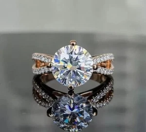 2Ct Round Cut Lab-Created Diamond Halo Women's Wedding Ring 14k Rose Gold Plated - Picture 1 of 6