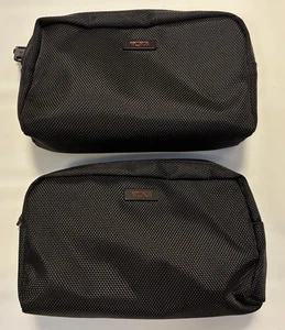 (2) TUMI For Delta Small Zip Pouch Soft Sided Travel Case Toiletry Bag only 7x4 - Picture 1 of 7